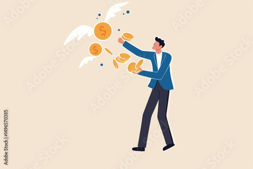 Financial smart phone application, online money transaction or mobile banking concept, young adult man using mobile banking application to transfer money or make online shopping transaction.
