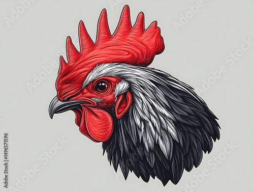 雄鶏の肖像画 精密描写