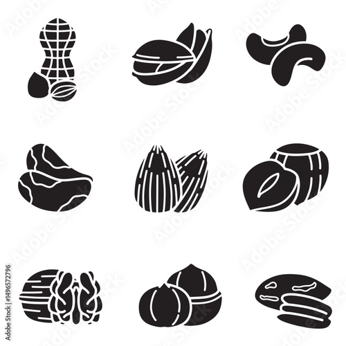 set of nuts good for icon, symbol, logo, element design, etc