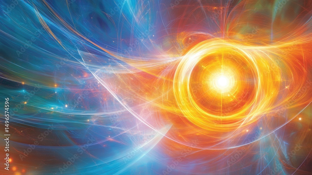 Obraz premium Vibrant swirling energy, cosmic nebula with bright core