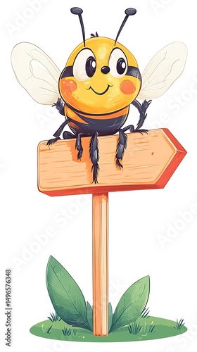かわいいミツバチの案内標識イラスト
