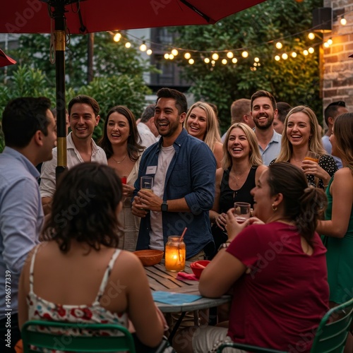 Photo of Friends Gathering for Evening Drinks on a Patio