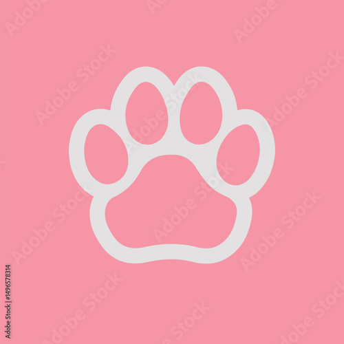 pink pet paw vector, cat and dog paw