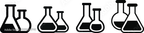 Chemical Reaction Vector Silhouette Set – Transparent Background Scientific Icons