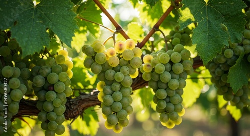 Wallpaper Mural Photo of Green Grapes on Vine in Sunny Vineyard Torontodigital.ca