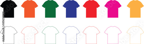 T shirt clothing for man icons collection. Sleeve less shirts sign set in flat and line style