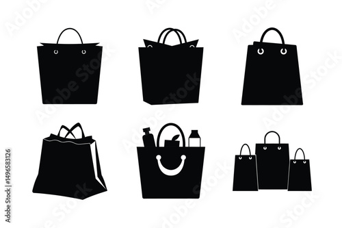 Bag silhouette vector bundle  illustration, Set of Bag silhouette