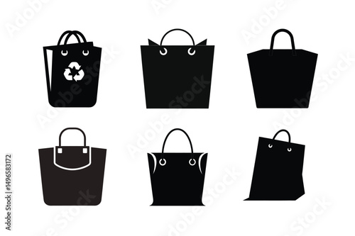 Bag silhouette vector bundle  illustration, Set of Bag silhouette