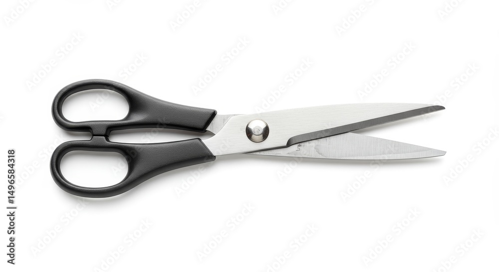 Photo of Pair of Black Handled Scissors on White