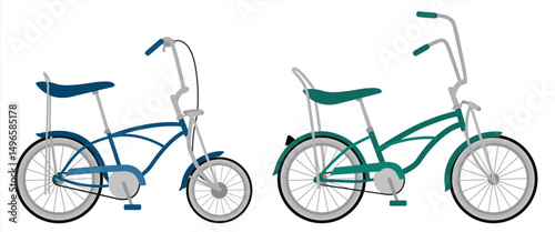 blue and green low rider bicycle in flat style illustration
