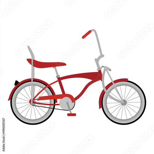 red low rider bicycle in flat style illustration