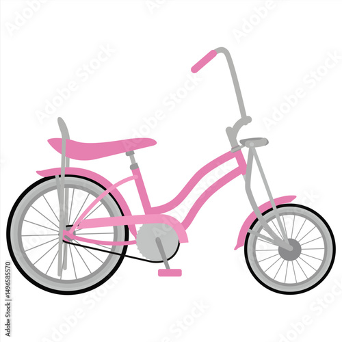 pink low rider bicycle in flat style illustration