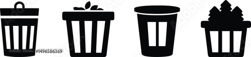 Compost Bin Vector Silhouette, Eco-Friendly Waste Container Icon on Transparent Background

