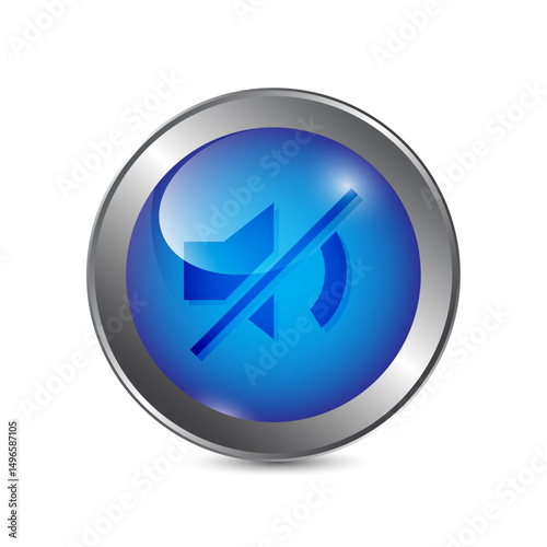 metallic glossy speaker mute icon vector illustration