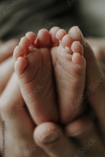 newborn baby feet in a hand