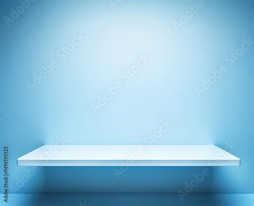 Wallpaper Mural Empty white shelf against light-blue wall Torontodigital.ca