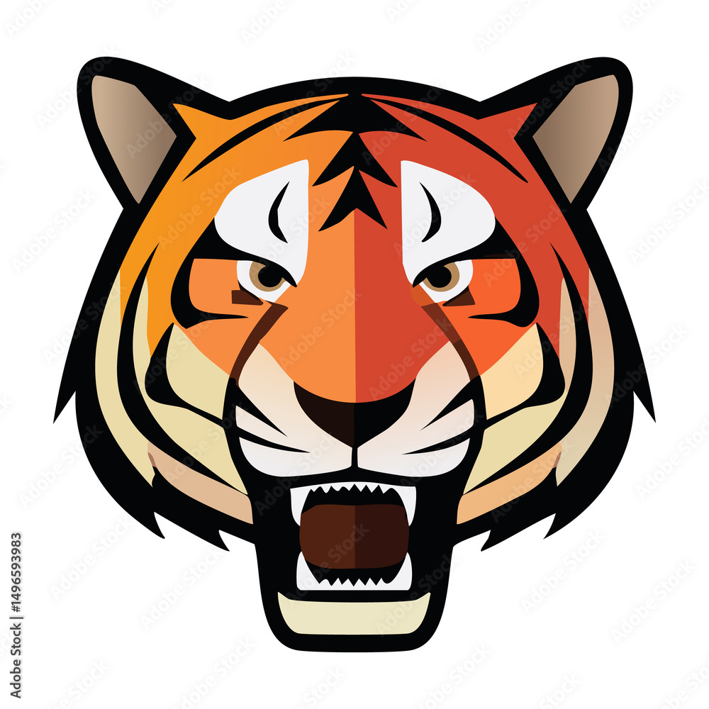 Fototapeta premium Orange tiger head illustration. PNG image, transparent background