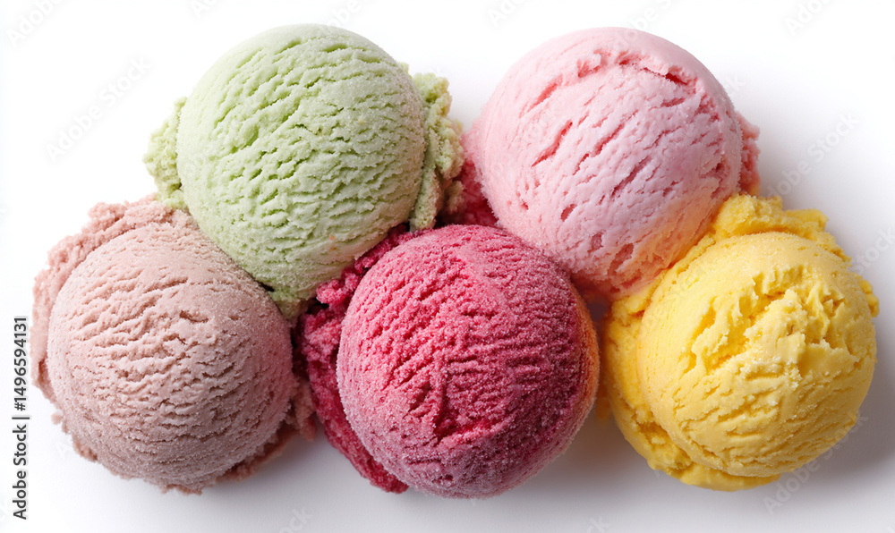 Fototapeta premium Assortment of Colorful Ice Cream Scoops