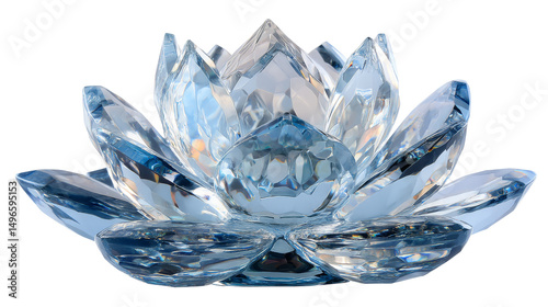 A stunning crystal lotus flower, symbolizing peace and beauty. transparent background