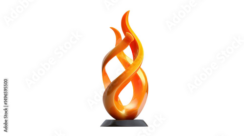 Stylized flame sculpture representing creativity and inspiration. transparent background