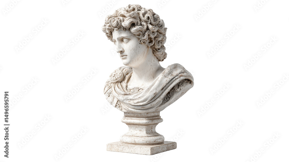 Fototapeta premium A classic marble bust showcasing intricate details and artistry. transparent background