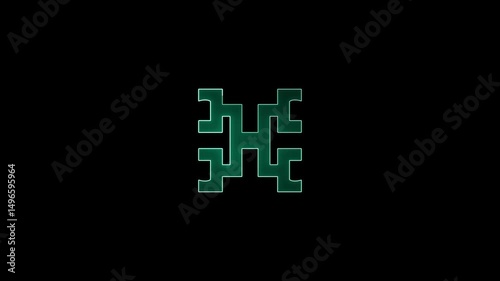 Green colour group network icon. digital number one