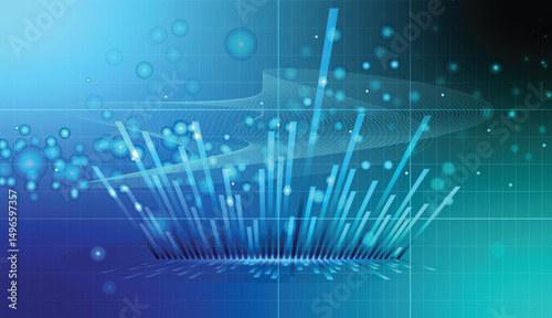 Abstract gradient colorful financial background with lots light spots digital technology fluctuating graphs and chart vector illustration design.