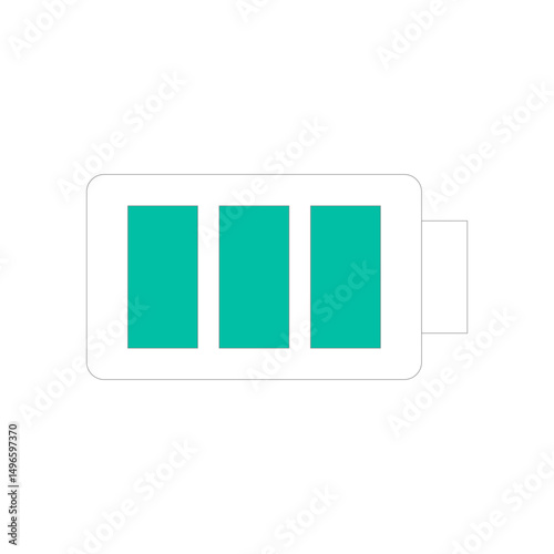 Full Battery Icon Vector Illustration – Isolated Power Level Symbol on White Background