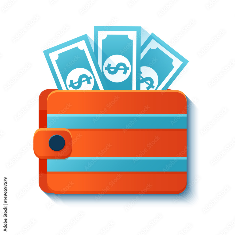 3D Wallet Icon with Cash Vector Illustration – Finance and Money Management Concept 3D Wallet Icon with Cash Vector Illustration – Finance and Money Management Concept