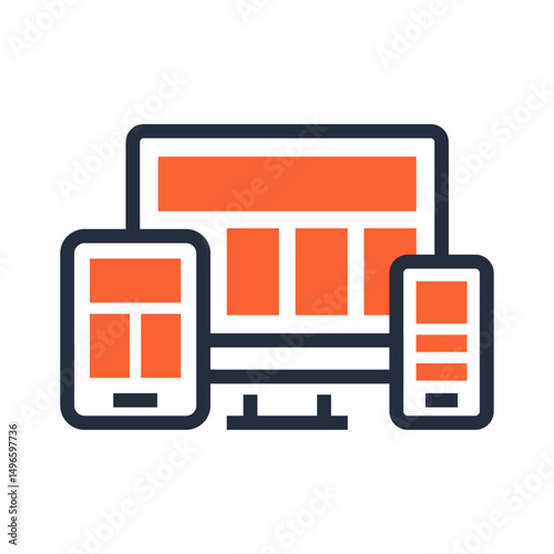 Vector Illustration of Modern Mobile Phone, Laptop, and Tablet – Technology Devices Icon Set