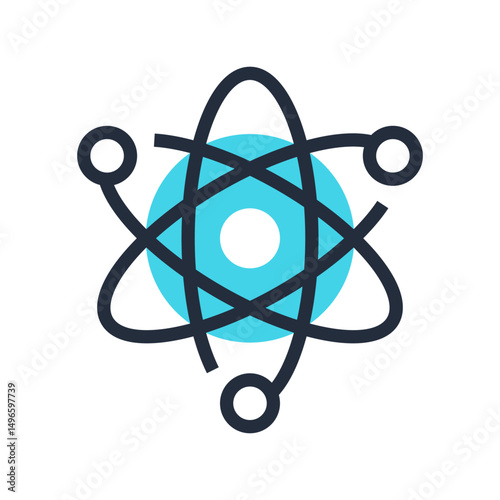 Atom Symbol Vector Icon on White Background – Science and Technology Concept