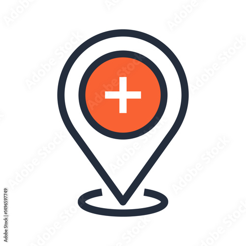 Location Icon with Plus Mark Vector Illustration – Add Location Symbol Isolated on White Background