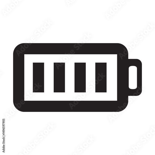 Full Battery Icon Vector Illustration – Isolated Power Level Symbol on White Background