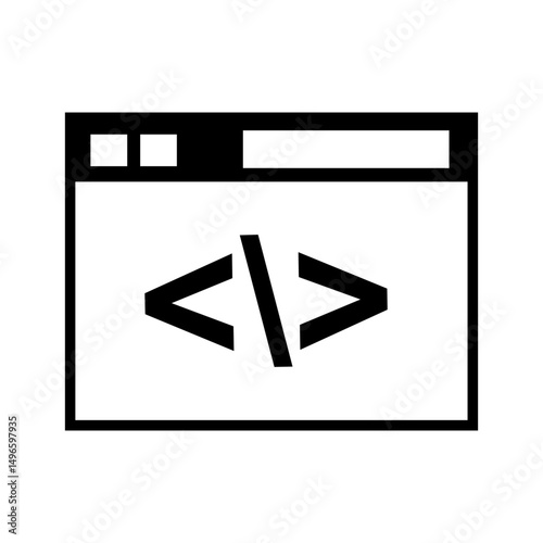 Coding Window Icon Vector Illustration Isolated – Software Development and Programming Symbol