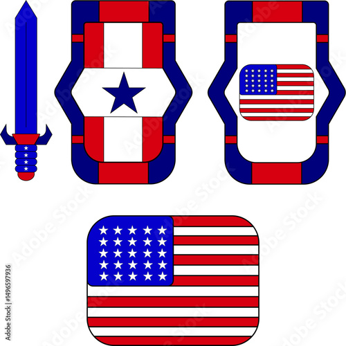Patriotic spirit unleashed digital art designs featuring USA Symbols in a elements