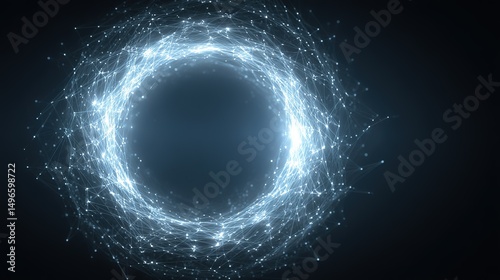 Abstract circular light pattern in gradient blue tones, symbolizing global connectivity and harmony