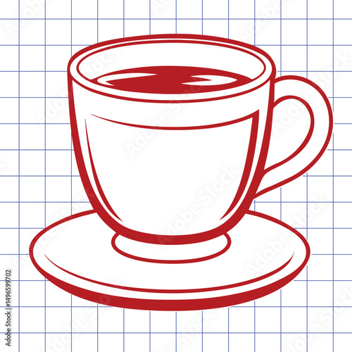Set of hand drawn vintage posters in dolce vita style. Whimsical drawings of cup or coffee cup concept.   Trendy illustration. Vector drawings graphic