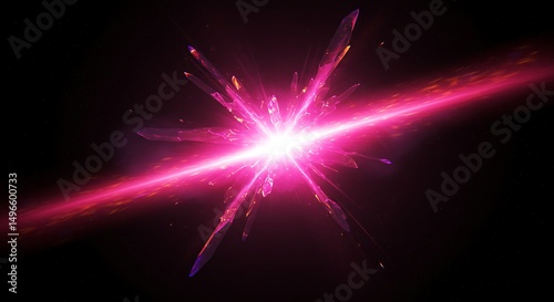 Bright Pink Light Burst with Shards on Dark Background