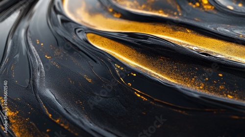 Abstract swirling dark and gold paint texture