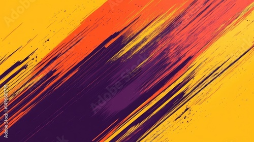 Abstract diagonal brushstrokes in yellow, orange, and purple