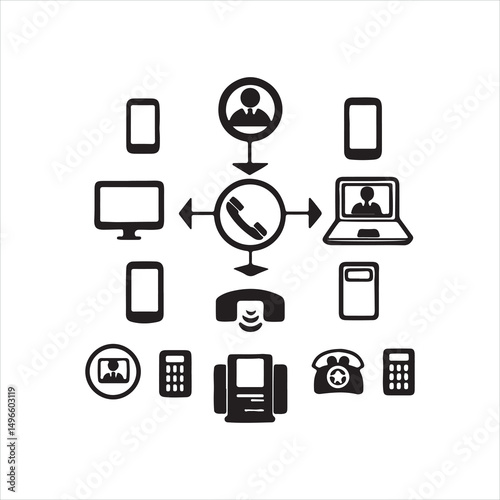 Communication Devices and Technology Icons