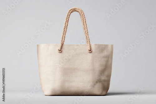 3D wool beach bag mockup, clean design with no logos, ideal for showcasing a summer product.