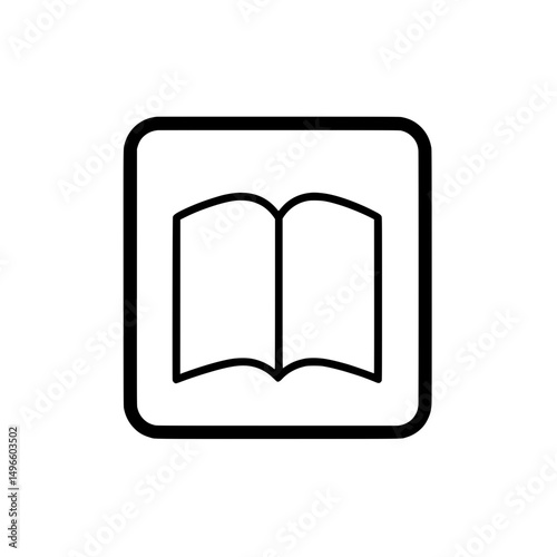 Open book icon in outline style representing reading, education, or digital library concepts