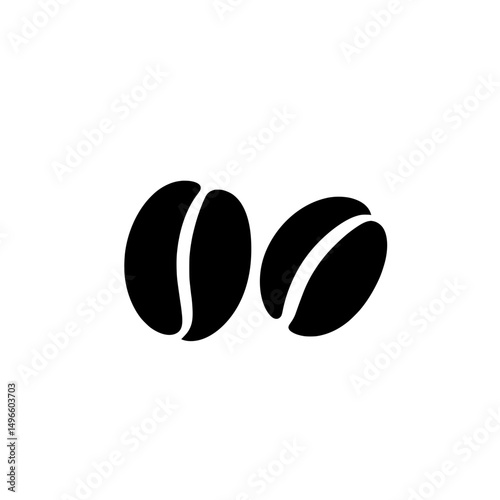 Split coffee bean icon with curved white line representing roasted coffee seed and hot beverage ingredient