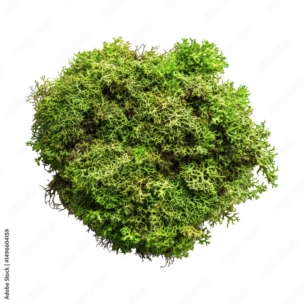Obraz premium Green moss isolated on a white background showcasing texture and natural beauty in botanical studies, green moss is isolated on white background
