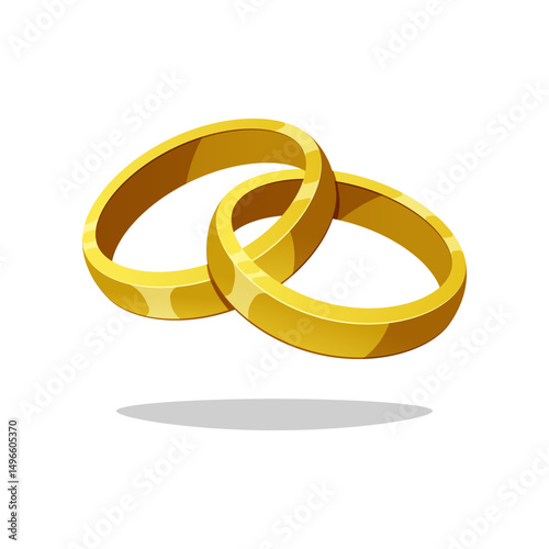 Gold wedding rings vector isolated on white background.