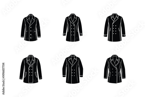 double breasted coat sketch icon silhouette vector illustration