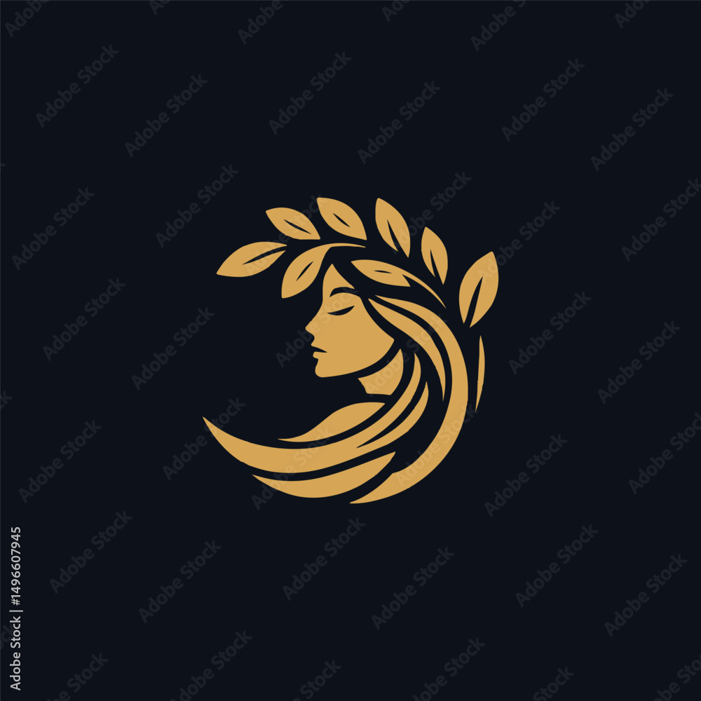 Obraz premium Golden Woman Nature Beauty Logo