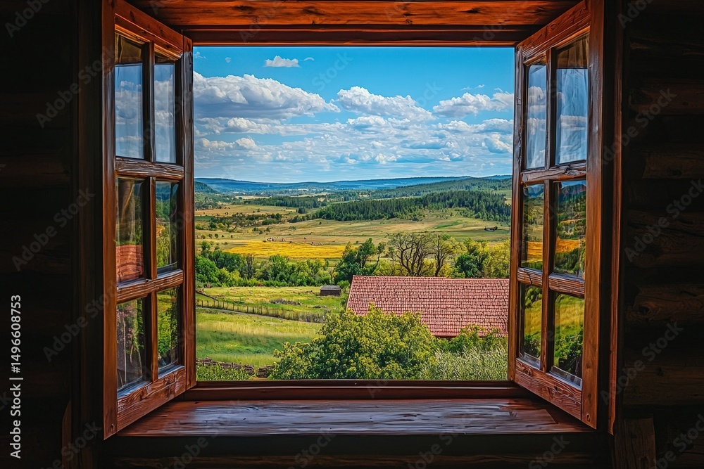 Fototapeta premium View from window at a wonderful beautiful landscape nature panorama