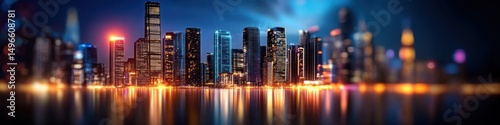Leeyongjay's enchanting 3-giixel urban fantasy cityscape glows with vibrant reflections, an ideal header for a website, enhanced with standard v2-3000h detail.
